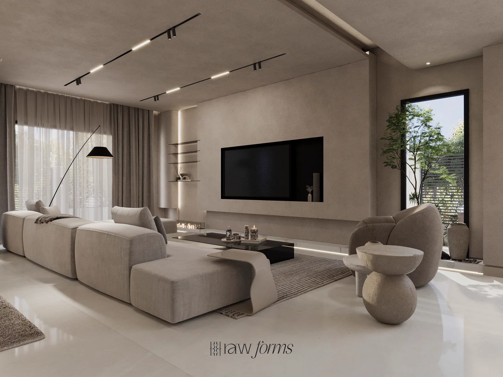 Raw Forms Villa, Project A, Interior Visualization Suite