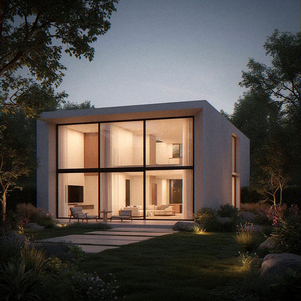 Minimalist House at Dusk